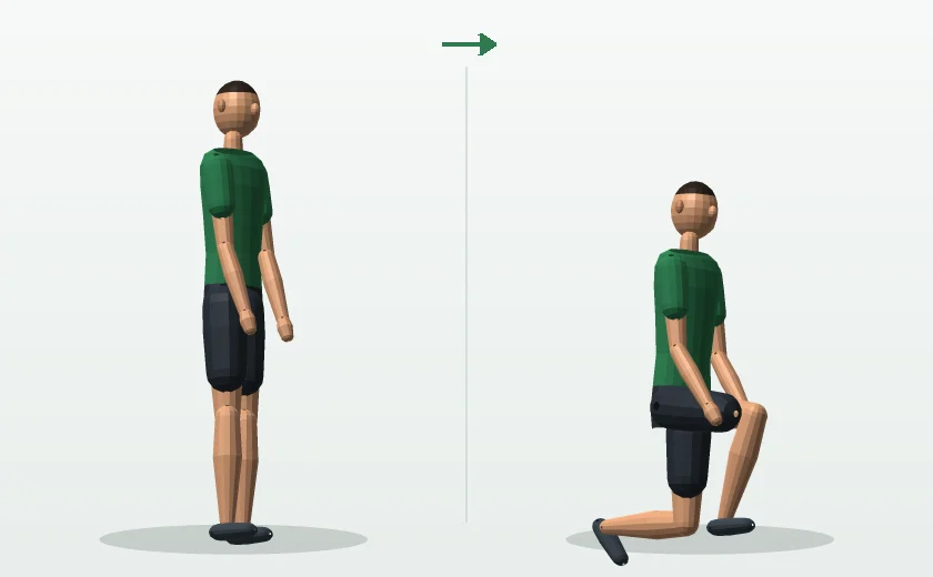 Reverse lunge exercise start and finish position demonstrated by a man