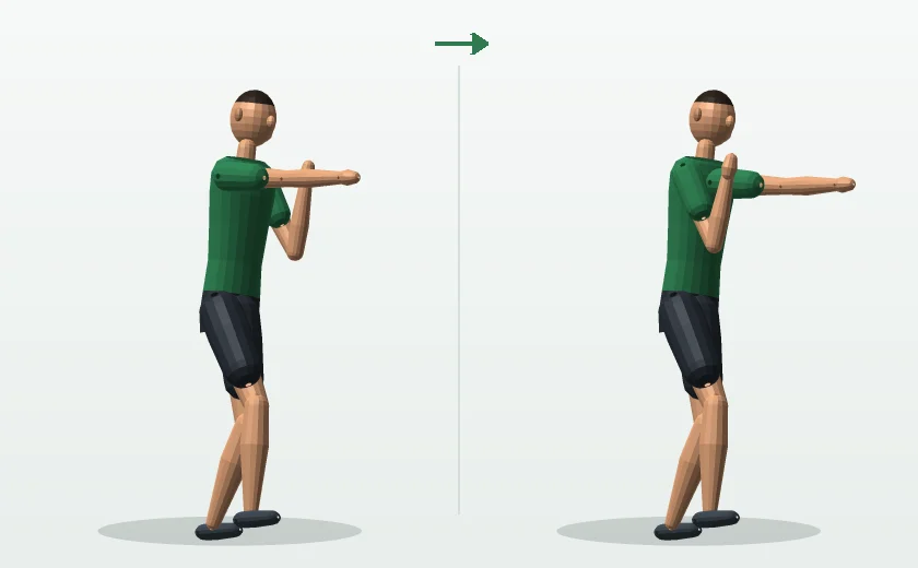 Standing punches exercise start and finish position demonstrated by a man